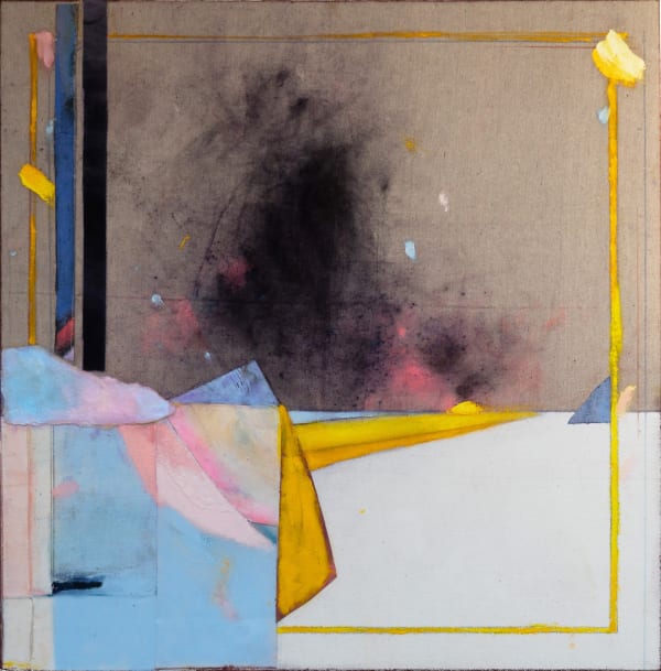 Dana James, Lullaby, 2023, Oil, encaustic, pigment, collage on canvas, 76.2 × 76.2 cm / 30 × 30 in