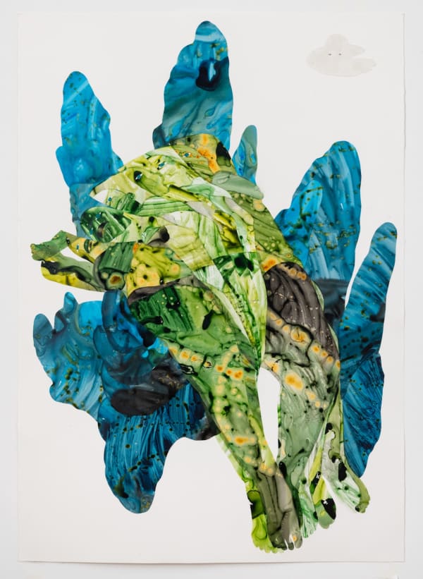 M. Florine Démosthène, Upperworld, 2024-25, Collage on paper (mylar, acrylic, plastic, rubber and glitter), 99 × 69 cm (39 × 27 in)