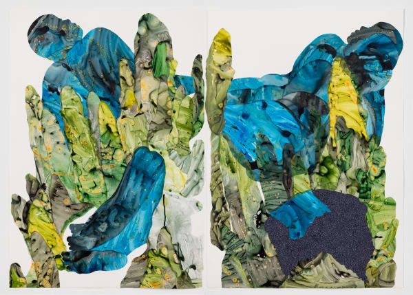 M. Florine Démosthène, Ou Pa Fe Anyen (You Don't Do Anything), 2024-25, Collage on paper (mylar, acrylic and glitter), 69 × 140 cm (27 1/8 × 55 1/8 in)