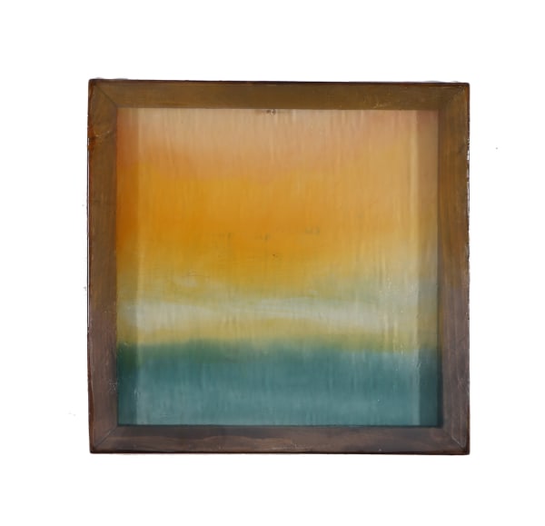 Chris Watts Untitled, 2025 Peruvian pigments, artificial pigments, resin, acrylic, silk, stained wood 50.8 × 50.8 cm 20 × 20 in