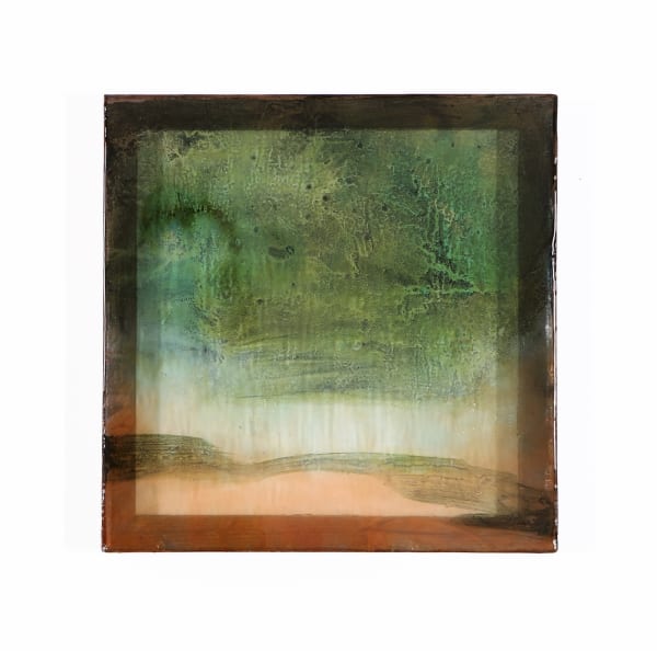 Chris Watts Untitled, 2025 Peruvian pigments, indigo, resin, acrylic, silk, stained wood 50.8 × 50.8 cm 20 × 20 in