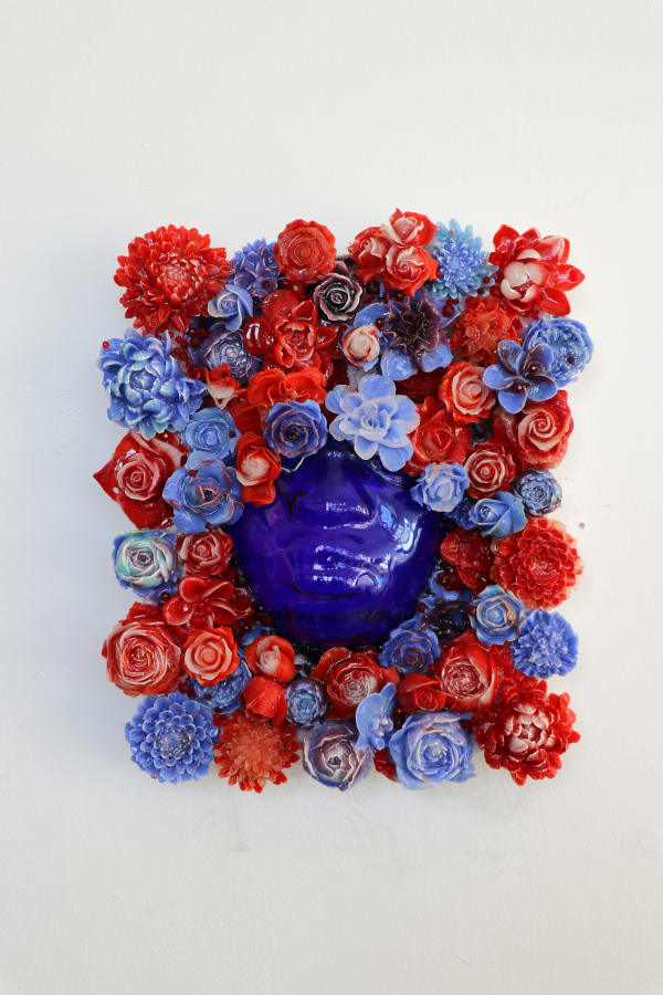 Brigth Layo Bloom Self Portrait Make America America Again After Langston Hughes 2025 15X12X5In Kiln Formed Glass And Mirrored Galss On Frame