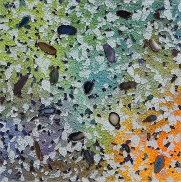 Alteronce Gumby, I might be the colored and you might be the white, 2023, Gemstones, glass and acrylic on panel,...