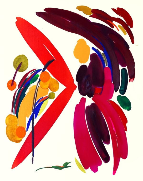 Elke Foltz Été acidulé, 2025 Ink, oil, oil pastel, pigment on canvas 100 × 80 cm (39 3/8 × 31 1/2 in)