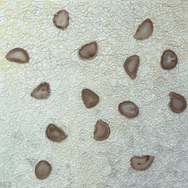 Alteronce Gumby, Pale mornings fade into white moons, 2023,Gemstones, glass and acrylic on panel, 61 × 61 cm / 24...