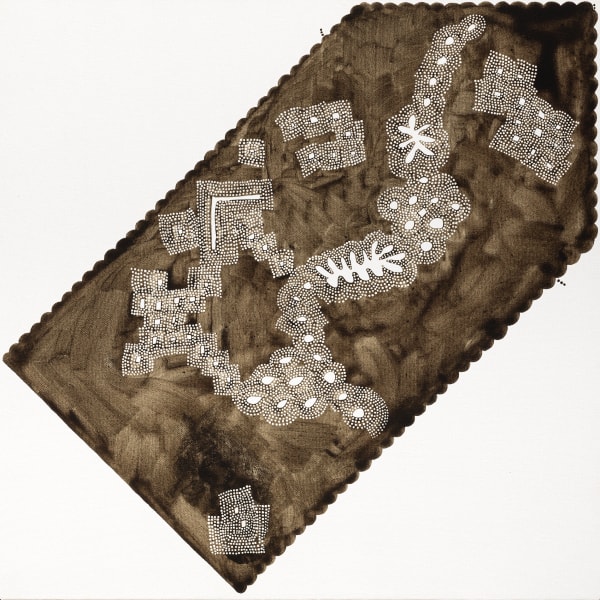 Khadija El Abyad, P&eacute;tales d'au-del&agrave;, 2025, Henna-based acrylic on canvas, 28 x 28