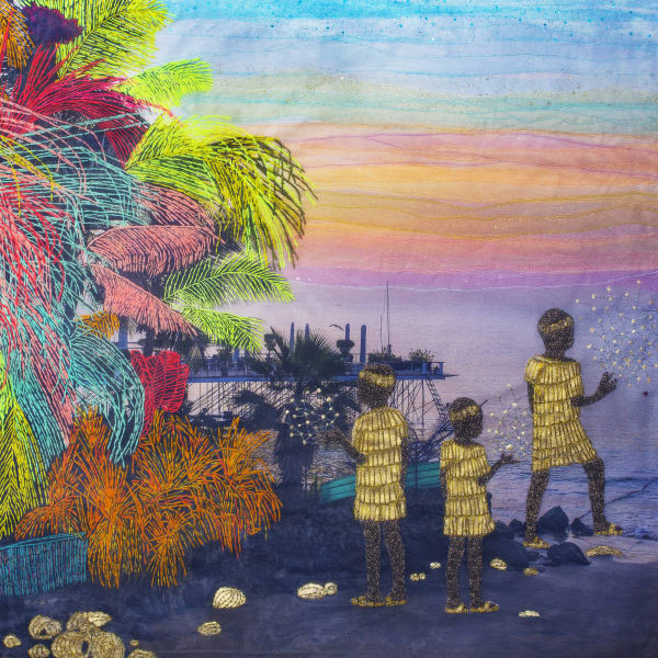 Joana Choumali The Healers, 2020 Mixed Media Embroidery on digital photography printed on canvas 80 x 80 cm (LOFT0628)