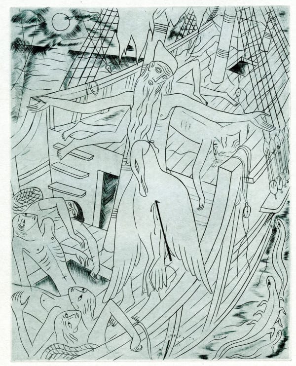 David Jones, The Curse from The Rime of the Ancient Mariner, 1928 Engraving with Drypoint