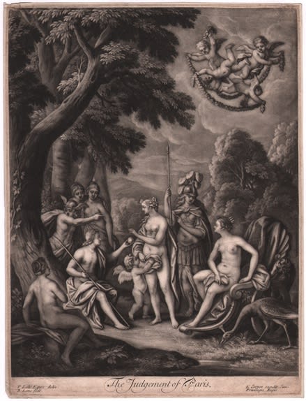 Bernard Lens II, after Sir Peter Lely, The Judgement of Paris Mezzotint