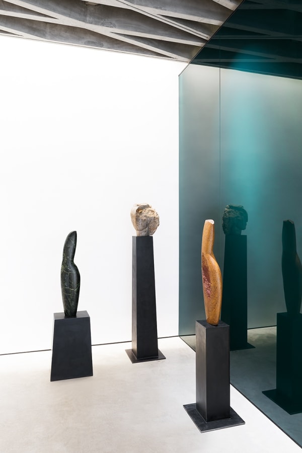 Emily Young sculpture on display at Victoria Beckham, Dover Street, London.