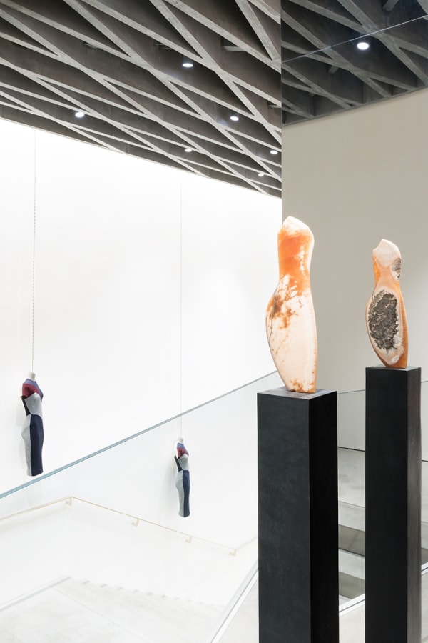 Emily Young sculpture on display at Victoria Beckham, Dover Street, London.