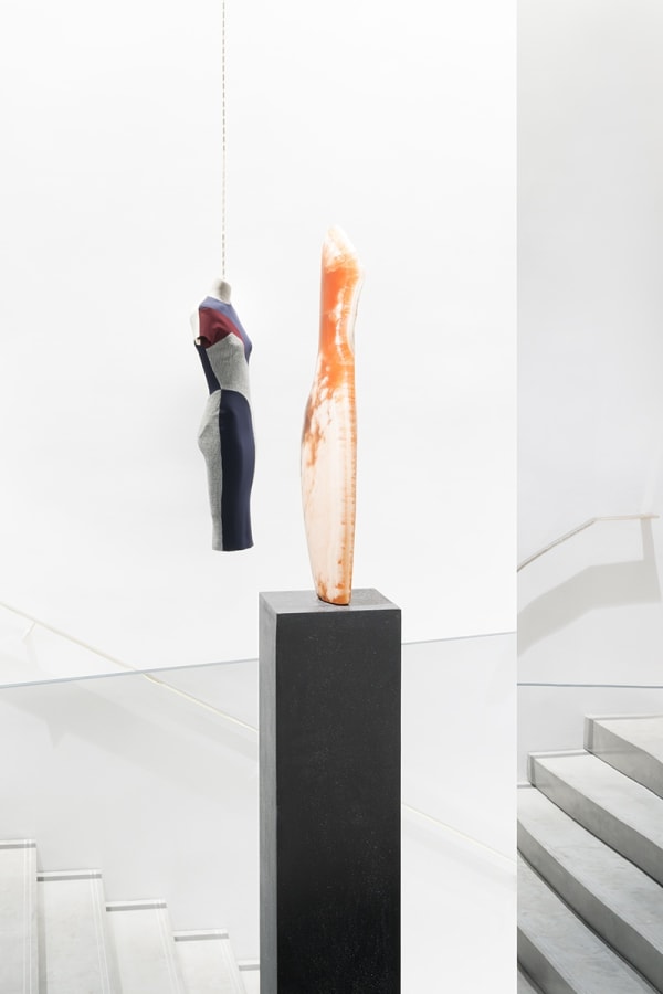 Emily Young sculpture on display at Victoria Beckham, Dover Street, London.