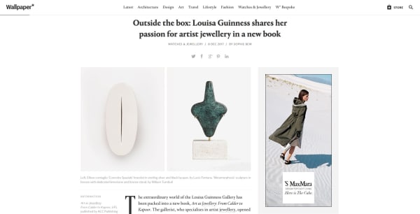 Left, Ellisse contaglio ‘Concetto Spaziale’ bracelet in sterling silver and black lacquer, by Lucio Fontana. ‘Metamorphosis’ sculpture in bronze with dedicated limestone and bronze stand, by William Turnbull Read more at https://www.wallpaper.com/watches-and-jewellery/art-as-a-jewellery-louisa-guinness-unveils-the-power-of-wearable-art#RzdpJPP6ZCBitjHM.99