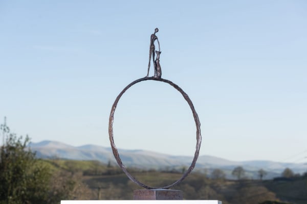 bronze sculpture man and dog