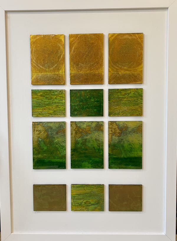 Metallic green abstract painting