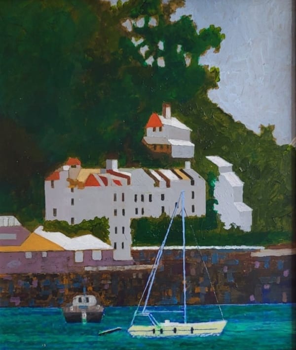 White houses by the river