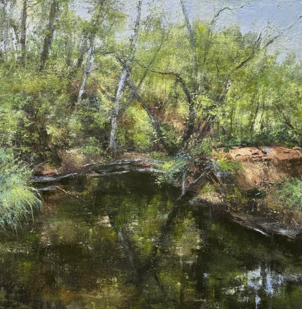 Riverside oil painting