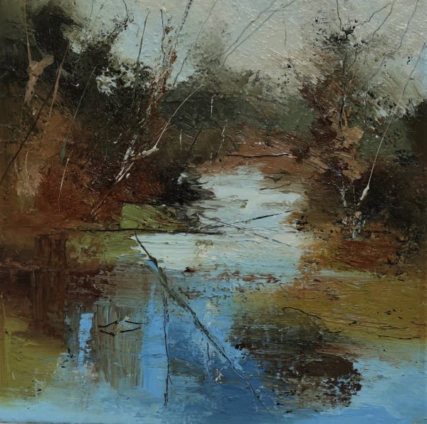 Welsh riverside oil painting