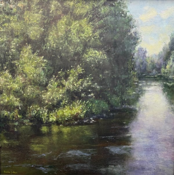 Riverside oil painting