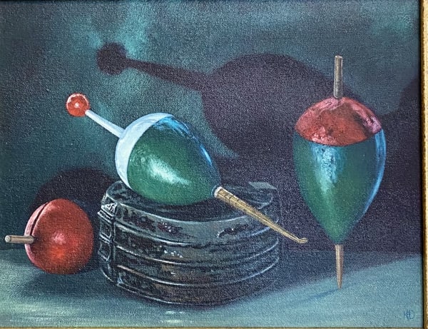 Fishing lures oil painting