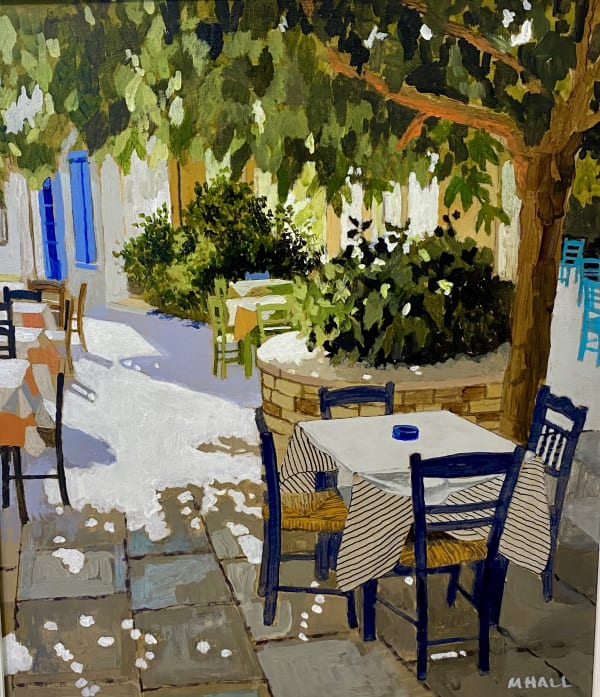 Painting of a Greek restaurant