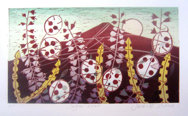 Sugarloaf mountain linocut print