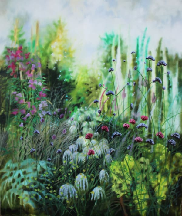 Garden painting with flowers