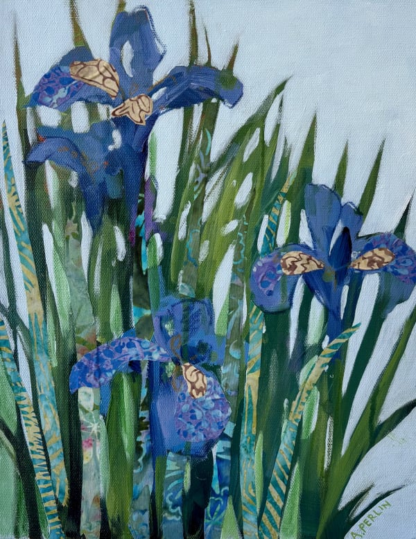 Blue irises painting