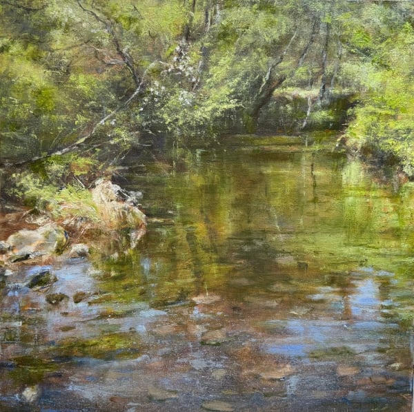 Welsh riverside oil painting