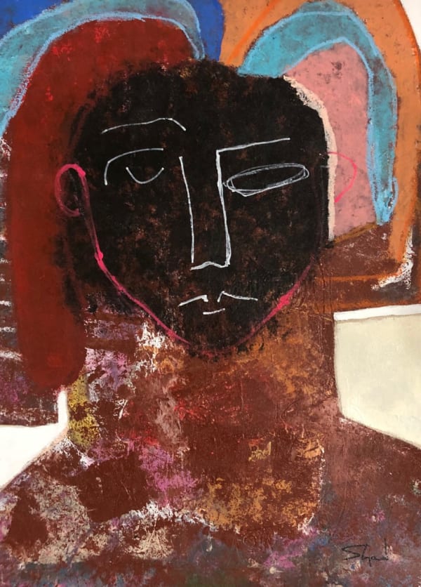 Taylor Shepherd, Untitled (red, blue, orange, pink hair), 2020