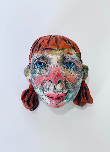 Julie Latayan, Small Face 1 (red pigtails/blue eyes), 2024
