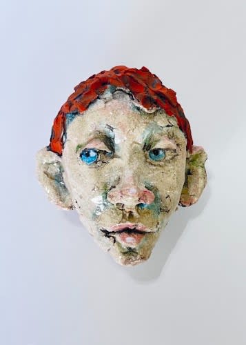 Julie Latayan, Large Face 1 (red hair/light blue eyes), 2024