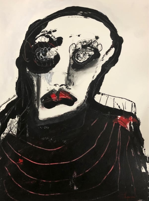 Taylor Shepherd, Untitled (Red Lips with red and black), 2020