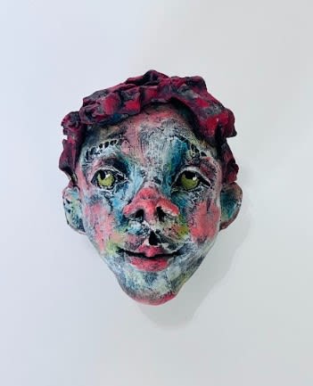 Julie Latayan, Small Face 5 (red hair/green eyes), 2024