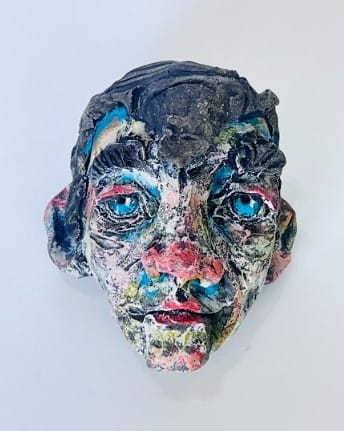 Julie Latayan, Small Face 4 (black hair/blue eyes), 2024