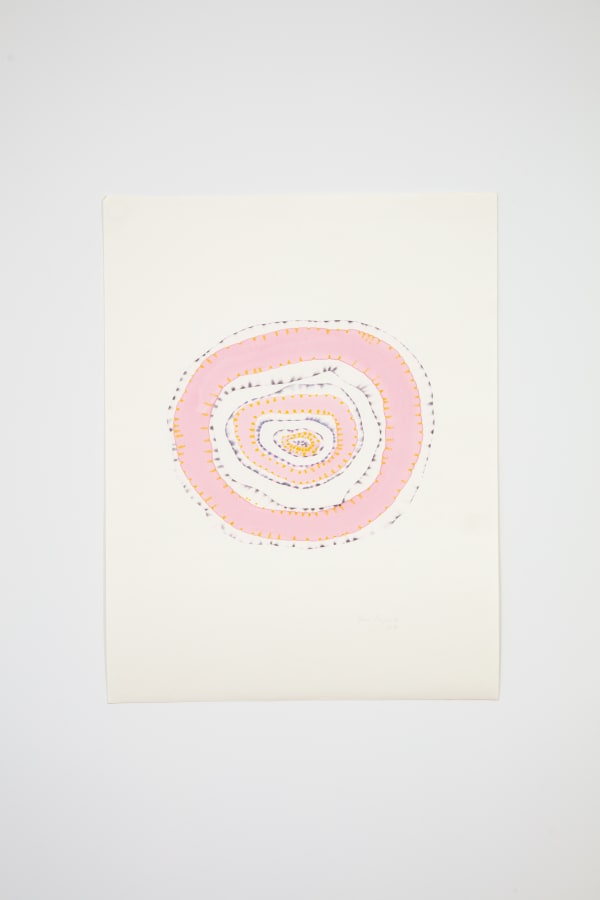 Yassi Mazandi Loose Pink Target, 2014 Mixed media on handmade Japanese mulberry paper 22 x 17 in