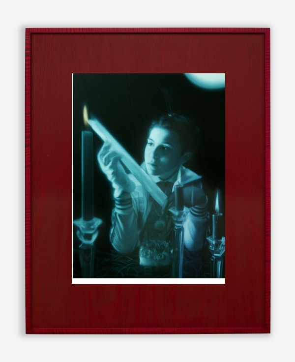 Andrew Sendor Farne in Salome’s treehouse with Vör, Eir & Magni, 2024 Oil on matte white Plexiglas, Walnut wood, in Tiger Maple Artist's Frame 30 x 24 inches (framed) 76.2 x 61 cm (framed) AS.24.09