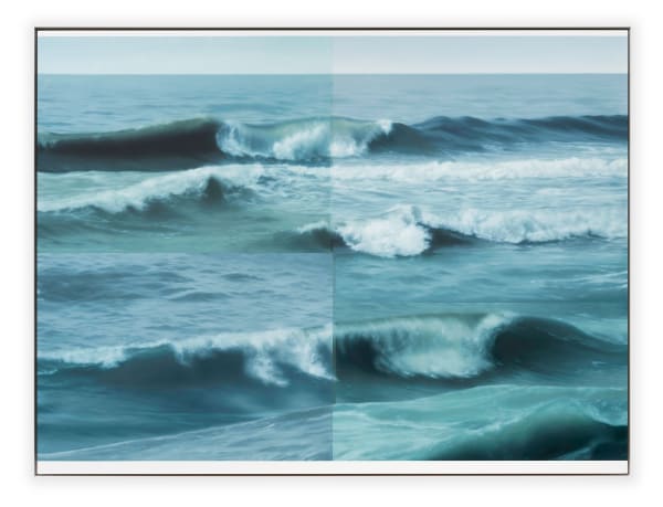 Andrew Sendor Solvej looks to the sea, breathes the salty air and becomes absorbed by the coastal atmosphere., 2024 Oil on matte white Plexiglas, in aluminum white powder coated frame 47 3/4 x 64 3/4 in 121.28 x 164.47 cm AS.24.13