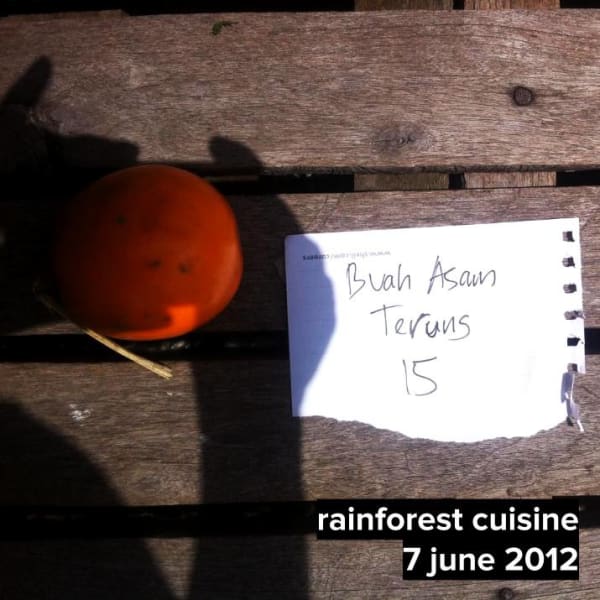 Buah Asam Terung This was used in Yellow Terung in Raviolis and Raw Mud Crab and steamed in Wild Leafs and Cured Lemon Rind Puree.