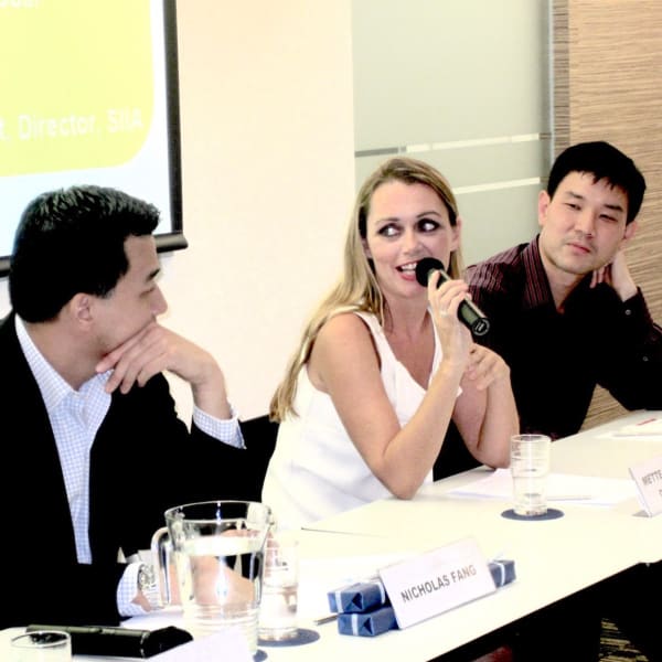 Speakers from left: Nicholas Fang, Mette Kristine Oustrup and Po Yu Khing