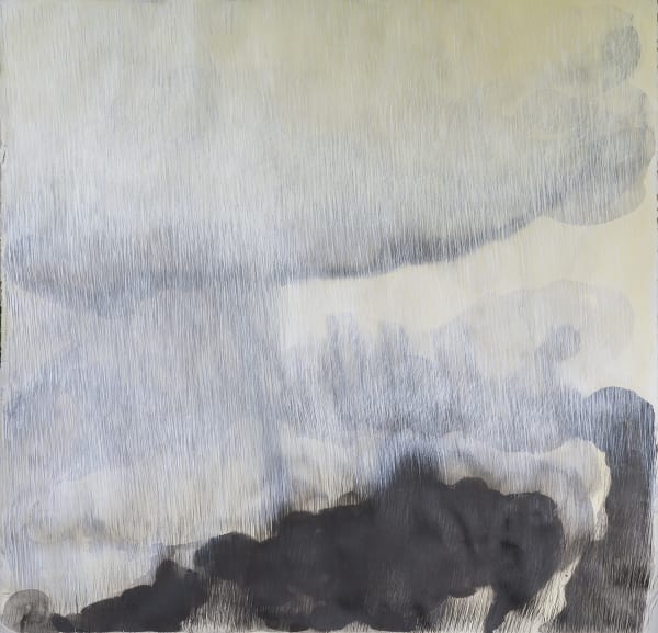 abstract 45 by 43 ink and gouache on paper with grey background