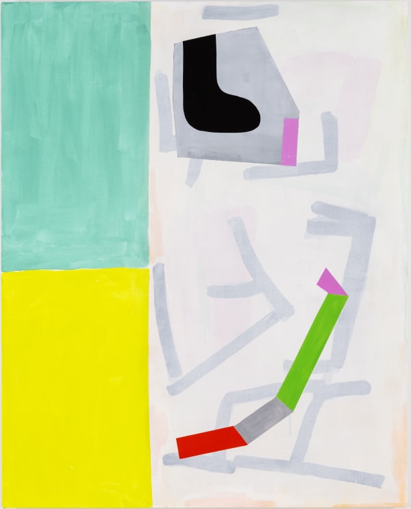 40 by 32 inch flashe on canvas by Margo Margolis, titled "Step", 2022