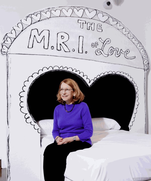 Roz Chast sitting in Bryant Park.