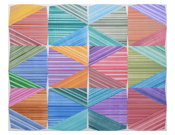 geometric abstract painting of a pattern inside of a grid