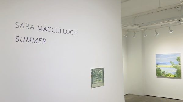 Gallery wall with landscape paintings for Sara MacCulloch: Summer exhibition