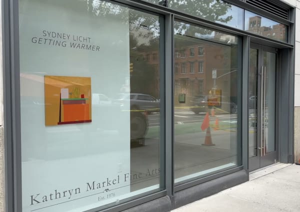 Kathryn Markel Fine Arts gallery window with colorful still life painting.
