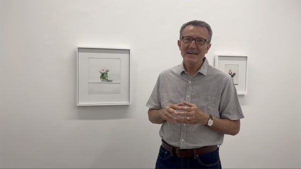 Stanley Bielen with one of his still life paintings