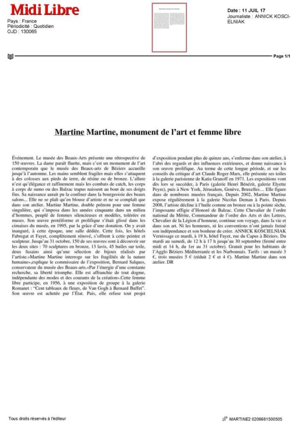 Martine Martine, monument de l'art et femme libre