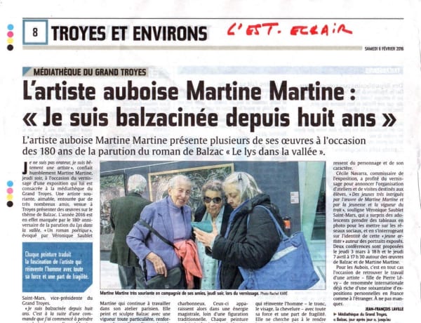 L'artiste auboise Martine Martine : 'Je suis balzacinée depuis huit ans'