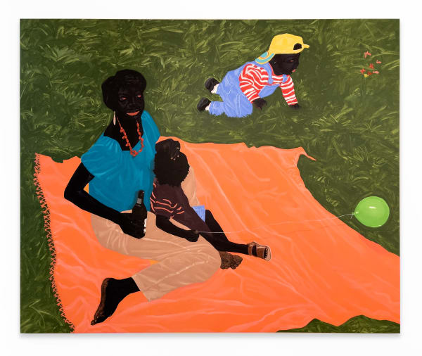 Kwesi Botchway Curious Kids, 2022, oil and acrylic canvas, 205.5 x 248 cm, 80 7/8 x 97 5/8 in